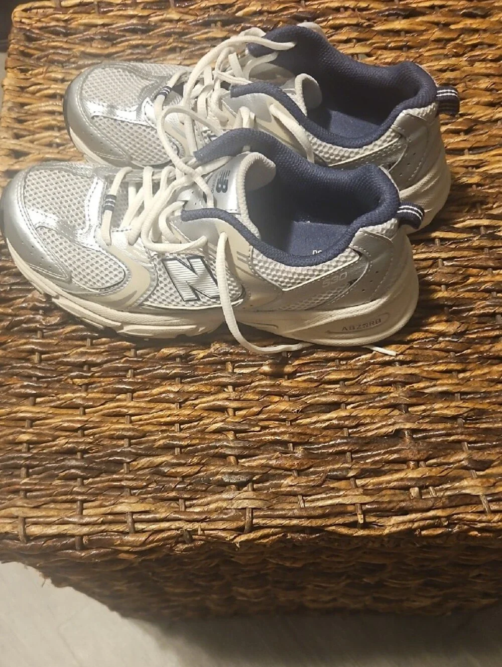 New Balance Women's Silver and Navy Athletic Sneakers